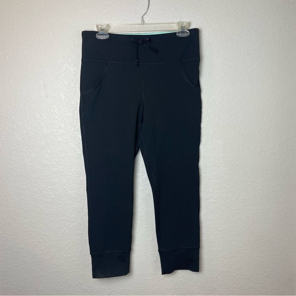 90 DEGREE BY REFLEX Black Workout Capris with Tie Waist Size L
